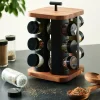 CASA ACACIA LUX Carrousel à épices 12 Pots Pivotant 360° Noir, Naturel* Pots À Épices