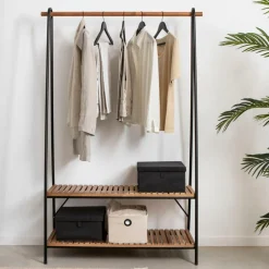 CASA ACACIA Porte-vêtements Noir* Étagères