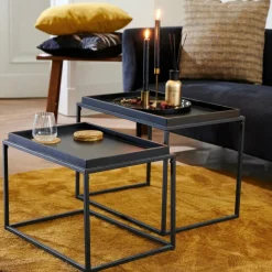 CASA APOLLO Table D'appoint Set De 2 Noir* Tables D'Appoint