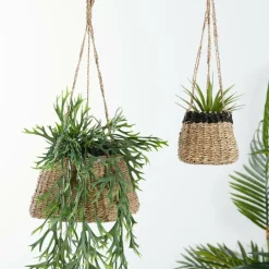 CASA BAKU Pot à Suspendre Noir, Naturel* Porte-Plantes À Suspendre