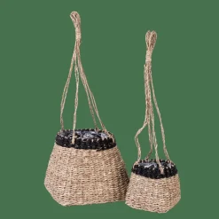 CASA BAKU Pot à Suspendre Noir, Naturel* Porte-Plantes À Suspendre