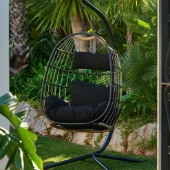 CASA BAZAI Chaise Suspendue Avec Support Noir* Chaises Suspendues