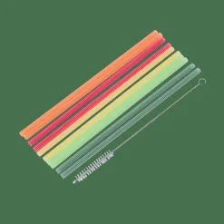 CASA ECO PARTY Pailles Avec Brosse Réutilisables Mélange De 5 Couleurs* Cocktail Accessoires