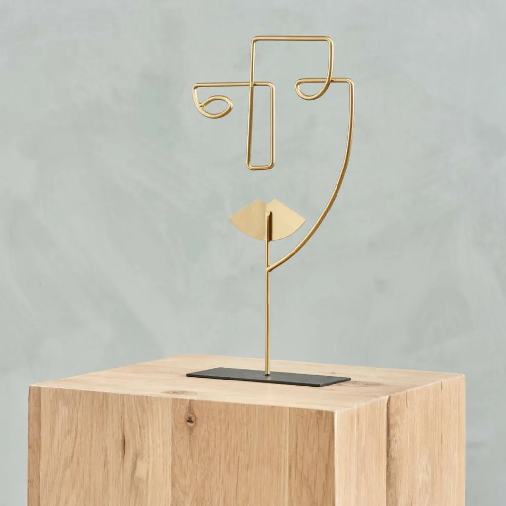 CASA FACE Décoration Sur Pied Doré* Figures Déco