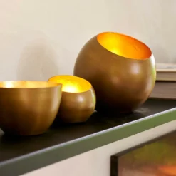 CASA GIMINI Support Bougie Chauffe-plat Doré* Porte-Bougies