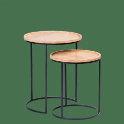 CASA GOM Tables D'appoint Set De 2 Noir, Naturel* Tables D'Appoint