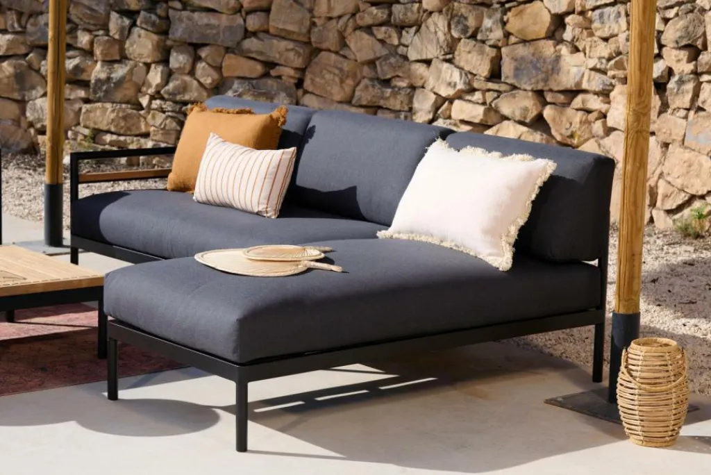 CASA HANNA Chaise Longue Teck Noir* Chaises Longues|Salon De Jardin
