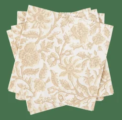CASA HENNA FLOWER Set De 20 Serviettes Rouge, Beige* Serviettes