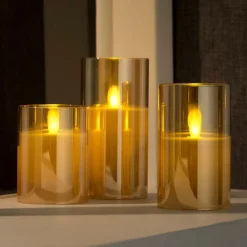 CASA ION Bougies LED Set De 3 Ambre* Bougies Led