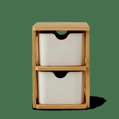CASA KONDO Organisateur 2 Tiroirs Blanc, Naturel* Accessoires Bureau
