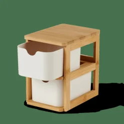CASA KONDO Organisateur 2 Tiroirs Blanc, Naturel* Accessoires Bureau