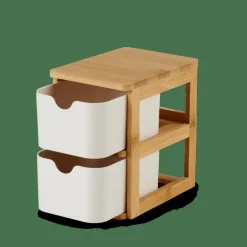 CASA KONDO Organisateur 2 Tiroirs Blanc, Naturel* Accessoires Bureau