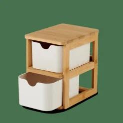 CASA KONDO Organisateur 2 Tiroirs Blanc, Naturel* Accessoires Bureau