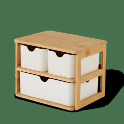 CASA KONDO Organisateur 3 Tiroirs Blanc, Naturel* Accessoires Bureau