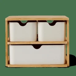 CASA KONDO Organisateur 3 Tiroirs Blanc, Naturel* Accessoires Bureau