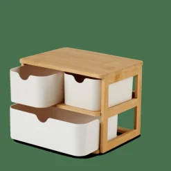 CASA KONDO Organisateur 3 Tiroirs Blanc, Naturel* Accessoires Bureau