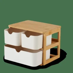 CASA KONDO Organisateur 3 Tiroirs Blanc, Naturel* Accessoires Bureau