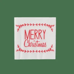 CASA MERRY CHRISTMAS Set De 20 Serviettes Rouge* Serviettes