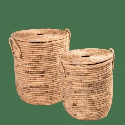 CASA MILEY Panier à Linge Avec Couvercle Et Poignées Naturel* Paniers À Linge