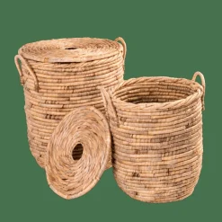 CASA MILEY Panier à Linge Avec Couvercle Et Poignées Naturel* Paniers À Linge