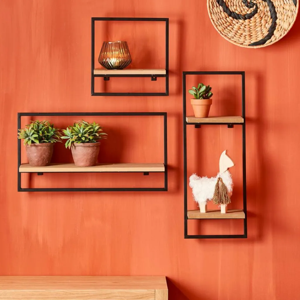 CASA MIX&MATCH Étagère à Suspendre Noir, Naturel* Étagères Murales