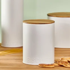 CASA NAGINI Boîte Conservation Pour Biscuits Blanc, Naturel* Boîtes Métalliques|Boîtes De Conservation