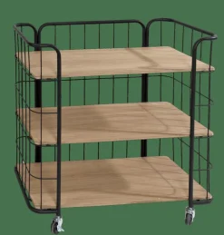 CASA OSLO Étagère Trolley 3 Tablettes Noir, Naturel* Dessertes|Étagères Murales