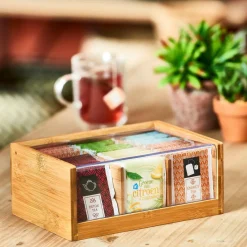 CASA PANDA Boîte à Thé 6 Compartiments Transparent, Naturel* Accessoires Thé