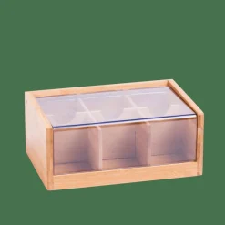 CASA PANDA Boîte à Thé 6 Compartiments Transparent, Naturel* Accessoires Thé