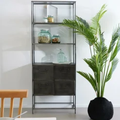 CASA PHARMA Étagère Murale Avec 4 Tiroirs Noir* Étagères Murales