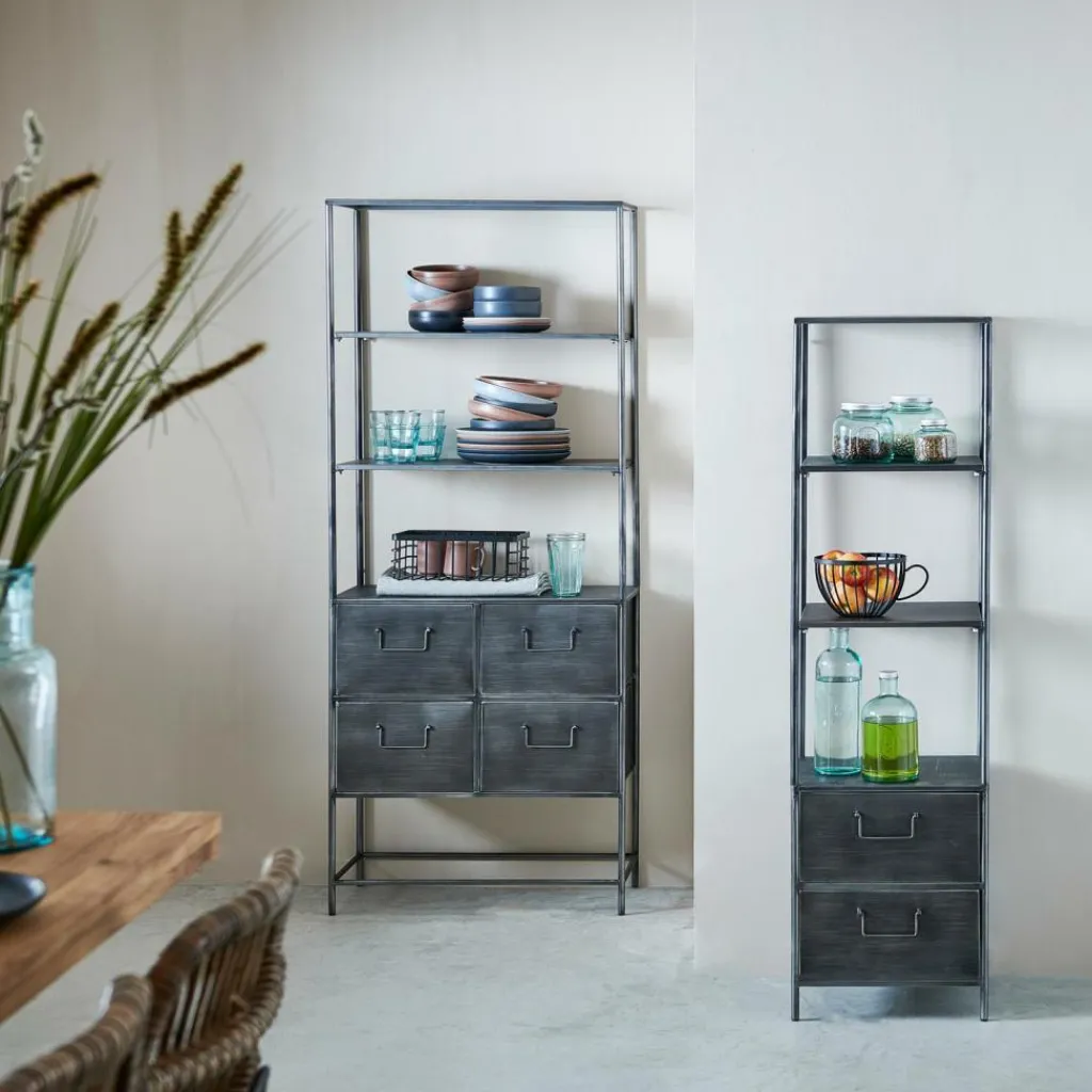 CASA PHARMA Étagère Murale Avec 2 Tiroirs Noir* Étagères Murales