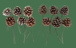 CASA PINECONE Pommes De Pin Set De 6 2 Couleurs Blanc, Argent* Automne