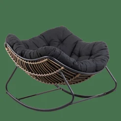 CASA ROCKO Chaise à Bascule Noir* Fauteuils De Jardin