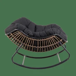 CASA ROCKO Chaise à Bascule Noir* Fauteuils De Jardin