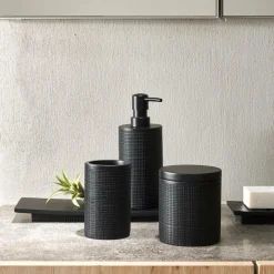 CASA SAMOURAI Boîte à Coton Avec Couvercle Noir* Accessoires Lavabo