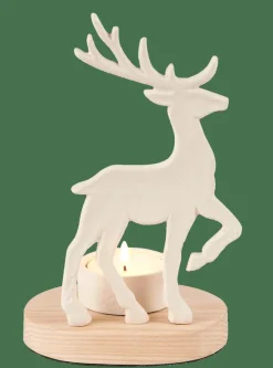 CASA SCANDY DEER Porte-bougie Chauffe-plat Blanc, Naturel* Porte-Bougies