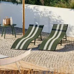 CASA SILVES Chaise Longue Set De 2 Kaki Ray* Chaises Longues