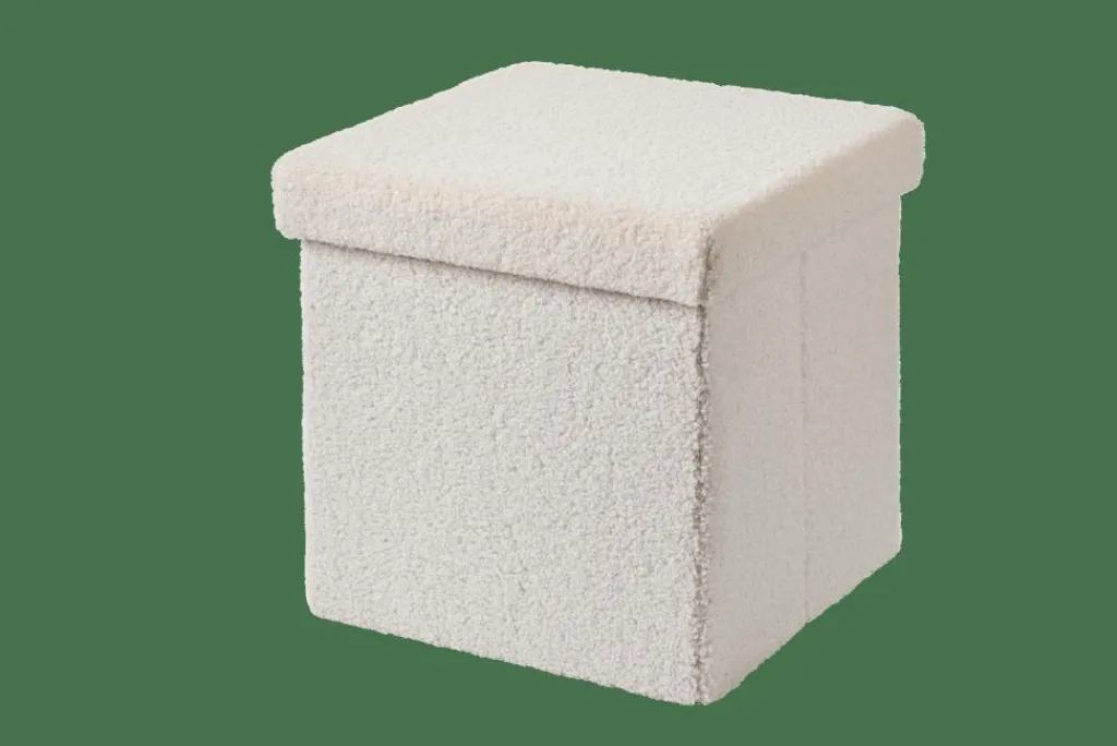 CASA STOR Pouf Pliable Avec Rangement Blanc* Kids|Poufs De Rangement