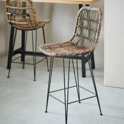 CASA SUMATRA Tabouret De Bar Noir, Naturel* Chaises De Bar