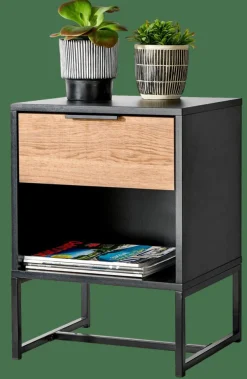 CASA TRENTON Table De Chevet Noir, Naturel* Tables De Chevet|Commodes