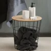 CASA WIRE Table D'appoint Noir, Naturel* Paniers En Fil|Tables D'Appoint